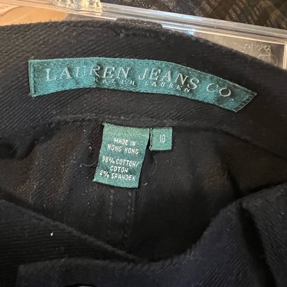 Ralph Lauren Women Black Denim Dark Wash Straight Jeans 10 Floral Embroidery - Picture 5 of 5